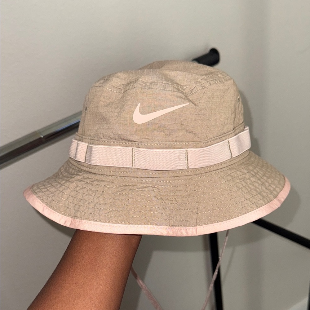 Nike Beige Bucket Hat with White Logo
